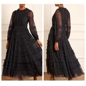 Needle & Thread Dot Shimmer Ankle Gown Black Size US 16